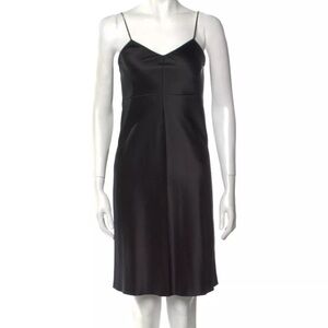 Helmut Lang silk zipper detail black slip dress Xs